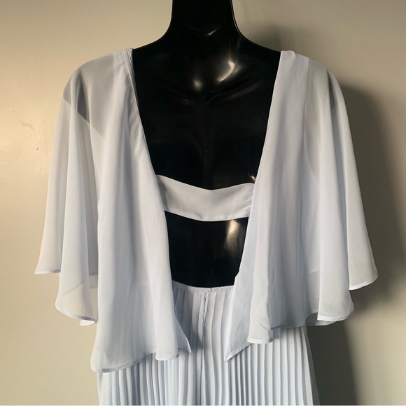 ASOS flutter sleeve baby blue pleated dress - Picture 3 of 8